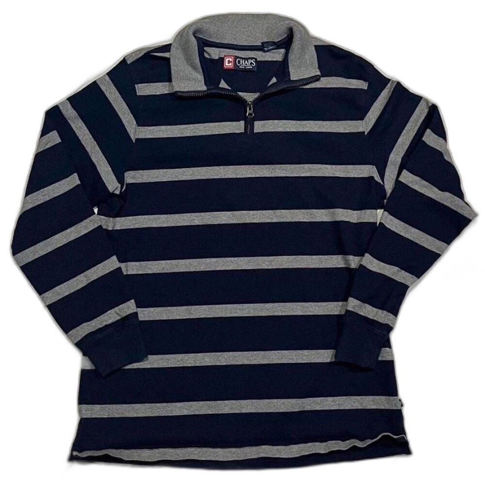 Chaps Ralph Lauren Mens ¼ Zip Pull Over Navy and Gray